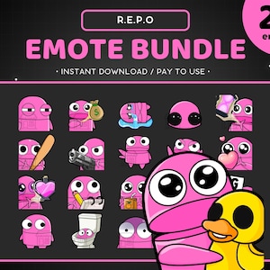 REPO Twitch Emote Bundle 24x - Pink R.E.P.O Discord Emote, Funny, Streaming Assets, Gaming, Sticker, Game, Meme, Emoji, Semibot, Duck