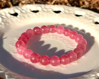 Erdbeerquarz Perlen Armband für Frauen 8 mm - 100%Natur -Handmade - Heilender Quarz