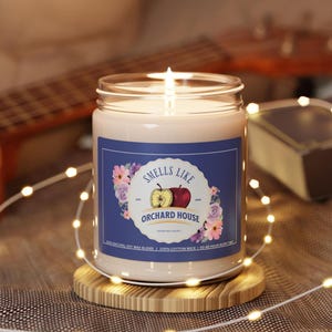 Little Women Orchard House 9oz candle, cozy literary gift for book lovers, readers of classic novels, 10 scents available, apple design