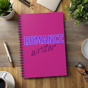Romance writer spiral notebook, bookish journal for writers and authors, for story ideas, book notes, cute stationery gift