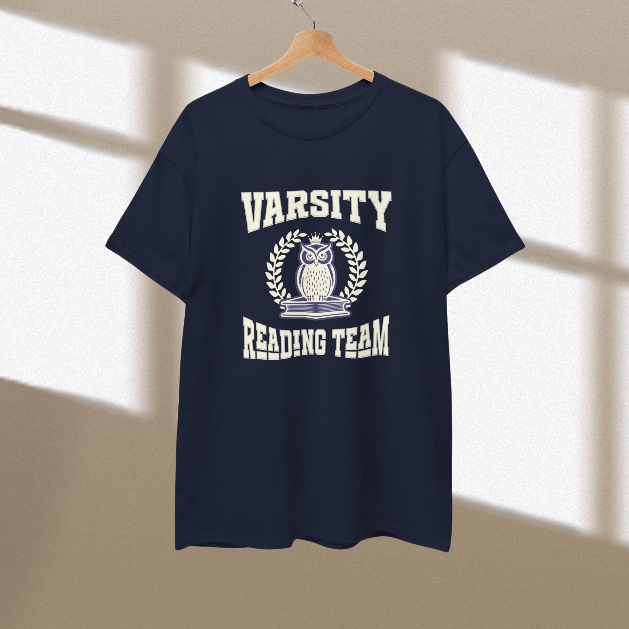 Varsity Reading Team T-Shirt, Literary Owl Design, Book Lover Apparel