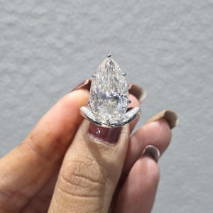 10CT Pear Shaped Ring Celebrity Style Huge Big Pear Moissanite Engagement Handmade Gift Perfect Bridal Ring Pear Moissanite Ring Curved Ring
