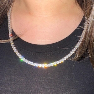 Handmade 925 silver yellow - white - rose plated Round Diamond Tennis Necklace Passed Diamond Tester High Quality Moissanite Necklace