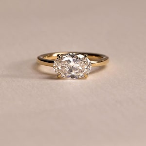3.5CT Oval Cut Moissanite East West Ring 14k Yellow Gold Solitaire Wedding  Ring Forever One Oval Engagement Ring Anniversary Gift For Women