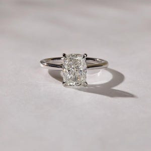 2.50CT Cushion Diamond Elongated Cushion Cut Moissanite Engagement Ring 14K White Gold Solitaire Ring Cathedral Comfort Fit Anniversary Gift