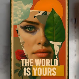 Contemporary Art, Rolled Poster, The World Is Yours, Wall Decor, Dorm Room Decor, Inspirational Art Print, Office Wall Art