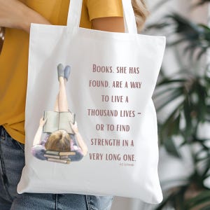 Literary Girl Canvas Tote Bag: Book Lover Gift for Teachers