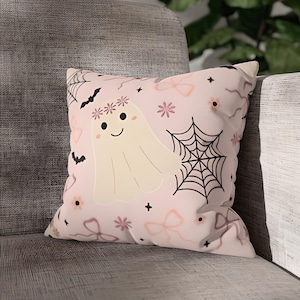 Cute Halloween Ghost Pillowcase, Throw Pillow Cover, Spooky Decor, Trick or Treat, Autumn Home Accent, Halloween Party