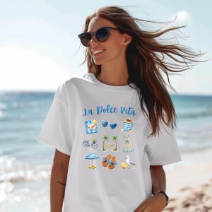 Italian Summer, Mediterranean Vibes T-Shirt, Boho Beach Tee, Unisex Top, Summer Shirt, Beach Lover Gift