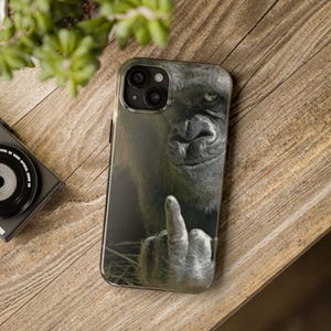 Sarcastic Phone Case, Middle Finger Ape Tough Phone Case, Snarky Cell Phone Cover, Rude Monkey Phone Case, Funny Mocking Ape Protective