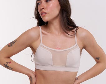 Mesh Bralette Cotton Adjustable Straps | Handmade Wireless See Through Bra Soft Cup | Women Lingerie Top Intimate Apparel Breathable Comfort