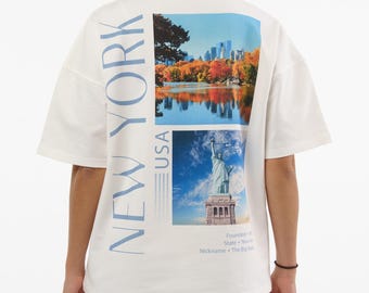 Cotton Unisex New York T-Shirt | Vintage Oversized NYC Graphic Tee
