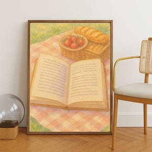 Bookish Watercolor Digital Print Book Lover and Library Wall Art Girly Decor Digital Book Picnic Poster Trendy Wall Print for Readers