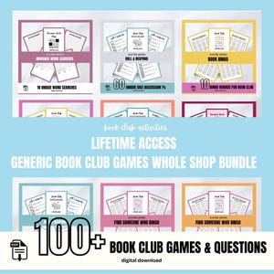 あらゆる読書クラブ向けの総合的な読書クラブゲームバンドル デジタルダウンロード 読書クラブゲーム 印刷可能なリーダーアクティビティパズルゲーム