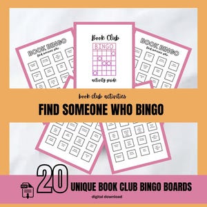 ビンゴをする人を見つける どんな読書クラブにも使える20種類のユニークなボード デジタルダウンロード 読書クラブゲーム 印刷可能な読書アクティビティ ワードパズルゲーム