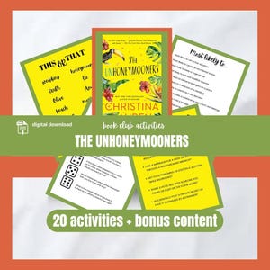 The Unhoneymooners Book Club Games Book Club Guide Discussion Questions Romance Reading Group Activity Kit Romance Trope Trivia Fake Dating