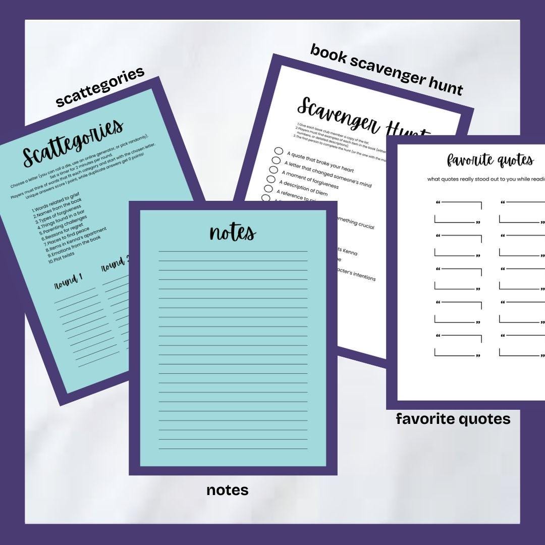 Trivia Reminder Reminders of Him Book Club Games Book Club Guide Discussion Questions ...