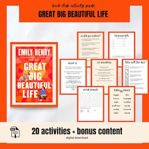 Great Big Beautiful Life Book Club Guide Book Club Games Book Discussion Questions Book Club Activity Kit for Reader Fiction Romance Novel