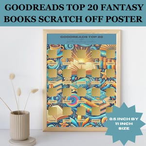 Los 20 mejores libros de fantasía: póster para raspar, rastreador de lectura, póster TBR, regalo para amantes de los libros, decoración literaria, desafío de lectura, regalo para lectores de fantasía