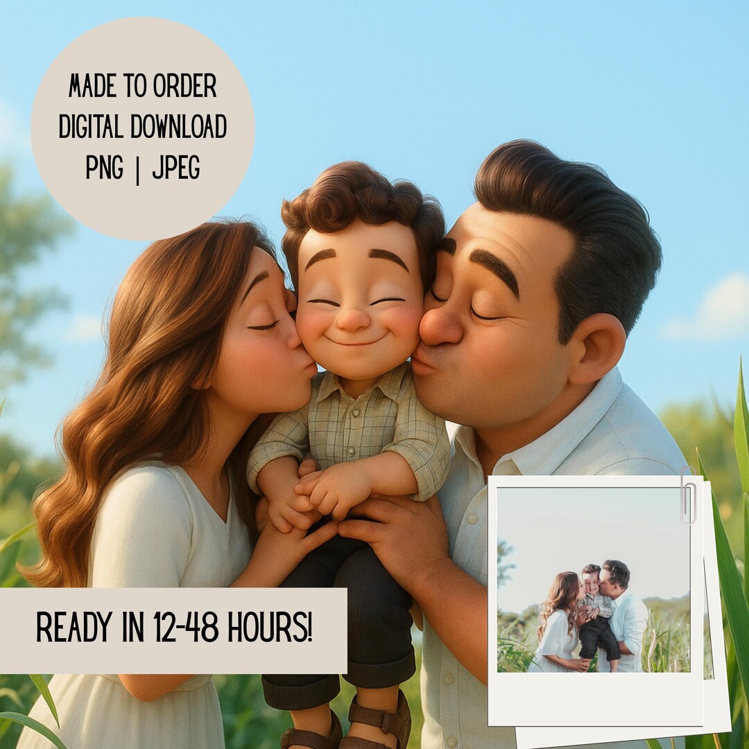 Custom Pixar Styled Portrait Personal Photo Personalized Cartoon ...