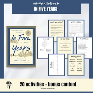 In Five Years Book Club Guide Discussion Questions Romance Book Club Games Reading Group Activity Kit for Romance Trivia YA Fiction Book