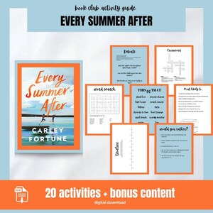 Every Summer After Book Club Guide Discussion Questions Romance Book Club Games Reading Group Activity Kit for Romance Trivia Fiction Book