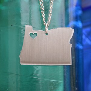Portland Oregon Love Pendant on 18inch Sterling Silver Chain