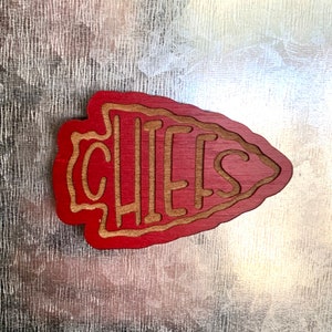 Kansas City Chiefs Football Red Wood Magnet | Great Gift Idea | Bulk / Wholesale Options Available