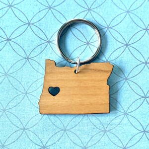 Eugene Oregon Love Wood Key Ring | OR | Great Gift Idea | Bulk / Wholesale Options Available