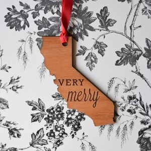 VERY MERRY Engraved California Ornament