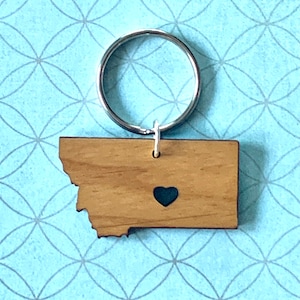 Billings Montana Love Wood Key Ring Key Chain | MT | Great Gift Idea | Bulk / Wholesale Options Available