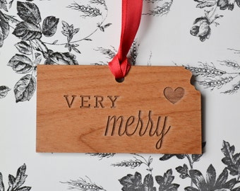 VERY MERRY Engraved Topeka, Kansas Ornament