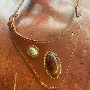 Handgefertigte Leder Choker Halskette mit Edelstein Einzigartige Leder Choker Artisan Leder Leder Designs