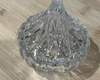 Vintage Crystal Kiss Lidded Candy Dish.