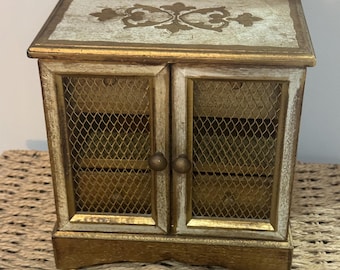 Italian Florentine Miniature Armoire Jewelry Box