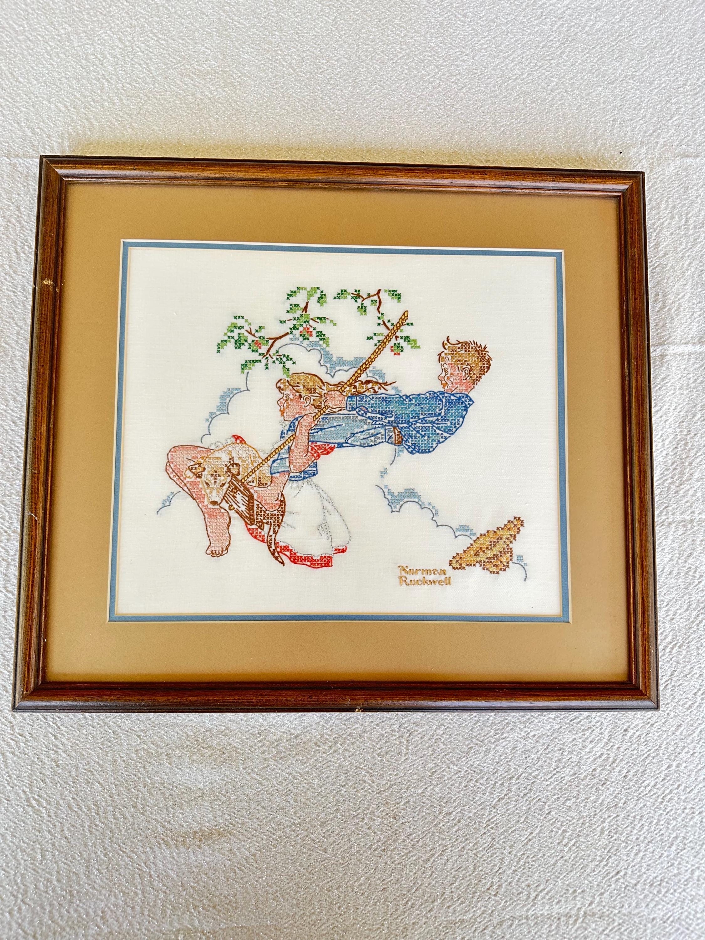 Vintage~Finished Norman Rockwell Cross Stitch
