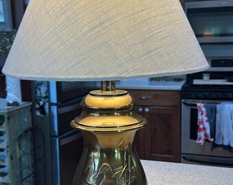 vintage brass lamp with ducks