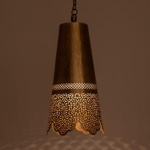 Handcrafted Moroccan Brass Pendant Light - Vintage Filigree Hanging Lamp for Boho & Traditional Décor