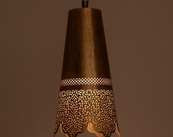 Handcrafted Moroccan Brass Pendant Light - Vintage Filigree Hanging Lamp for Boho & Traditional Décor