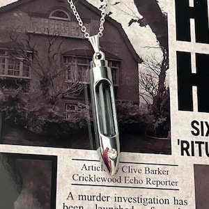 Bullet Vial Pendant Necklace, fillable locket, urn, perfume, ashes, Gothic blood