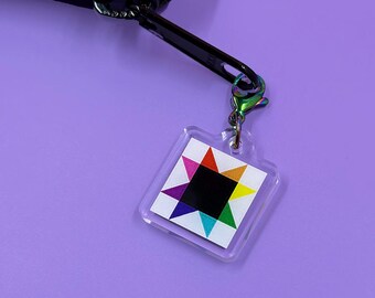 Quilty Zipper Charm - Rainbow