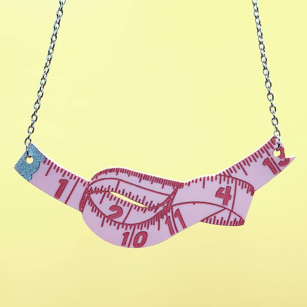 Measuring Tape Necklace - Light Pink