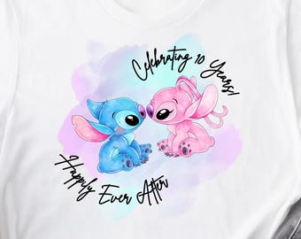 Adult Stitch and Angel Anniversary Shirt, Plus Size Stitch and Angel Anniversary Shirt, Adult Disney Anniversary Shirt,