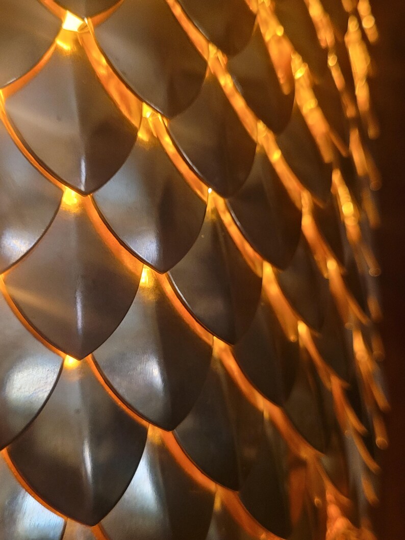 Elegant Medieval Brass Dragon Scale/chain Mail Shade Atop A Vintage ...