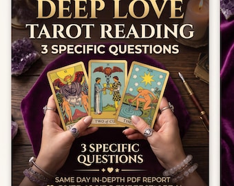 3 Questions Love Tarot Reading | In-Depth Relationship Analysis PDF | Detailed Answers | Same Day Psychic Reading