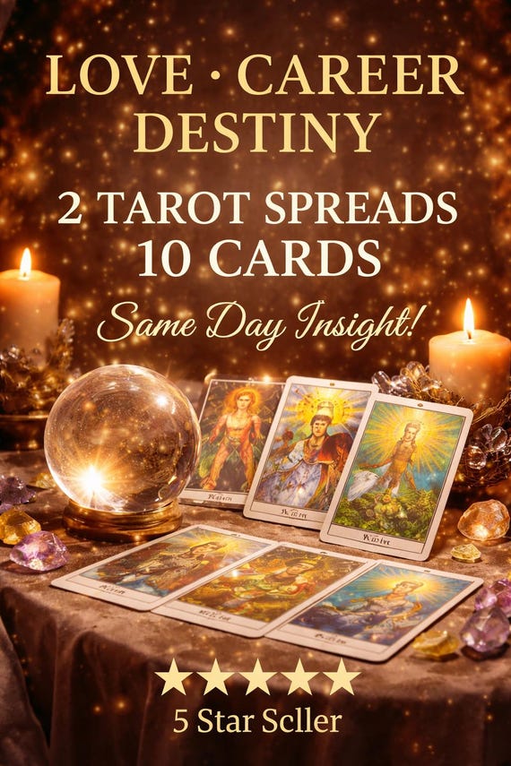 Love Career Destiny Reading | 2 Tarot Spreads, 10 Cards | Same day Insight