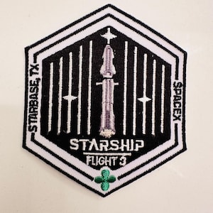 Original Starship Launch 3 Mission Patch 3.5&quot;