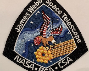 James Webb ruimtetelescoop JWST geborduurde opstrijkpatch 3,5" | NASA Goddard Mission-badge voor jassen, hoeden en tassen | Ruimtewetenschapscadeau