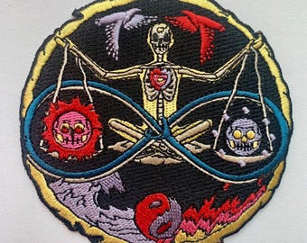 Parche bordado termoadhesivo del signo zodiacal Libra de 8,9 cm / Insignia de horóscopo para coser en chaquetas, sombreros y bolsos / Regalo de cumpleaños