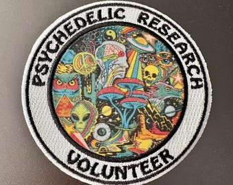 Écusson thermocollant brodé réfléchissant de recherche psychédélique 3,5 pouces | Insigne hippie trippy pour vestes, chapeaux et sacs | Cadeau de festival